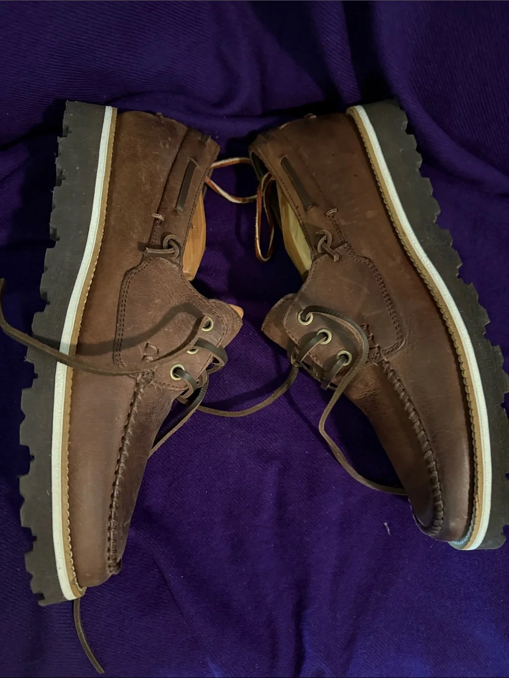 Cole Haan Brown Leather Lace-Up Boat Shoes